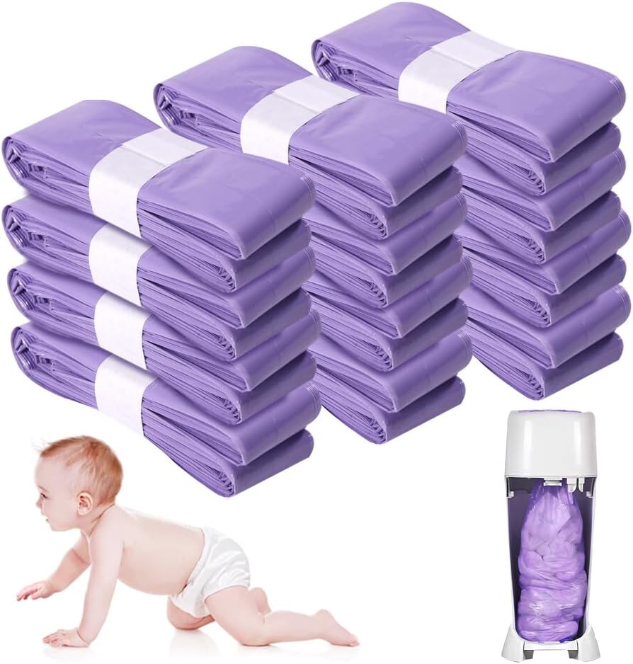 Nappy Bin Refill, TGKYK 12Pcs Nappy Bags Bin Refill, Holds Up to 280 Nappies Nappy Bin Bags, Diaper Pail Refill Bags Compatible with Angelcare Munchkin Genie Tommee Tippee Sangenic Refills Cassettes