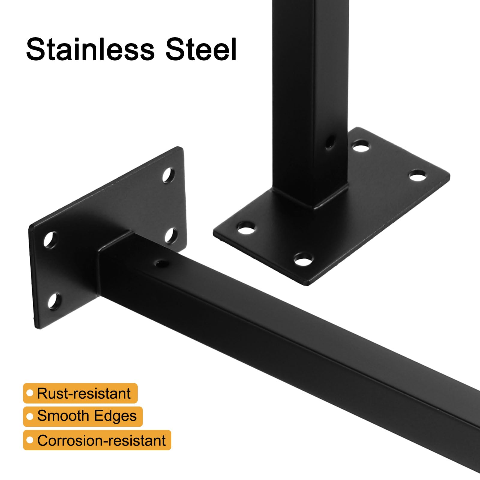 QUARKZMAN Soporte de Estante Flotante, Pack de 4 Soportes de Estante de Pared Ocultos de Hierro de 20 Pulgadas con Tornillos y Tubo de Expansión para Estantes de Madera (Negro)