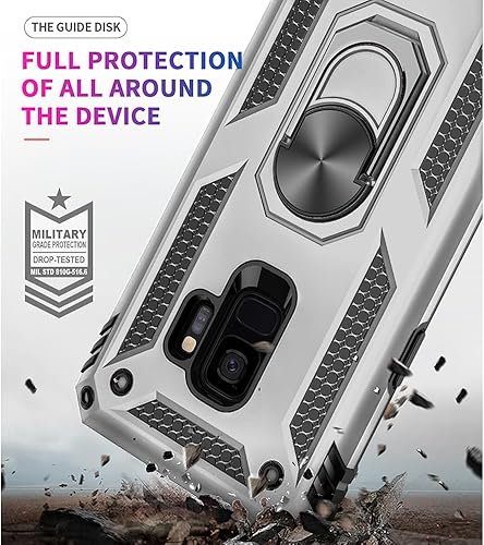 Miniatura 2 de Aozuoton Funda para Samsung Galaxy S9, Galaxy S9, grado militar de 16 pies a prueba de caídas, anillo a prueba de golpes para Samsung Galaxy S9,