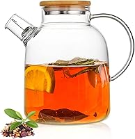 Vista 7 de Tetera de vidrio de 34 oz/33.8 fl oz, tetera de borosilicato segura para estufa y microondas, tetera transparente con colador, tetera de vidrio