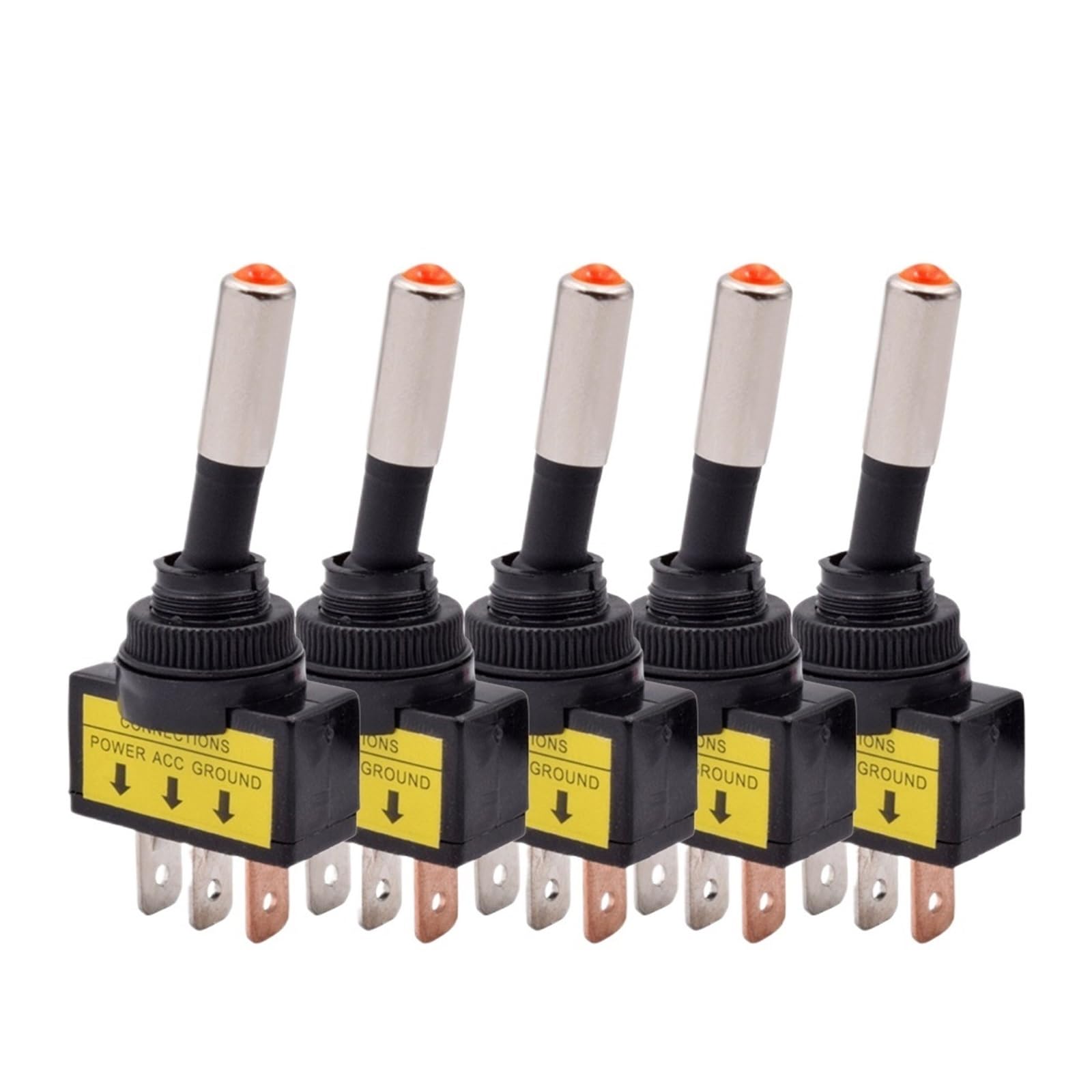 5/10 Uds. LED for coche de 12mm 15D SPST 2 posiciones 3 pines encendido apagado 12V 24V CC