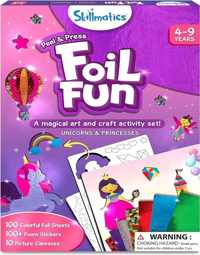 Generic Art & Craft Activity - Foil Fun Unicorns & Princesses, No Mess Art for Kids, Craft Kits & Supplies, DIY Creative Activity, Gifts for Girls & Boys Ages 4, 5, 6, 7, 8, 9, Travel Toys