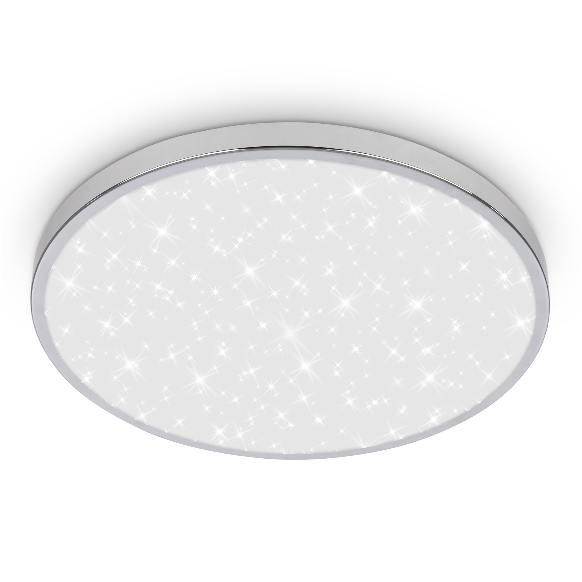 BRILONER - LED Deckenlampe Bad mit indirektem Licht, IP44 Spritzwasserschutz, neutralweiße Lichtfarbe, Deckenleuchte, Badlampe, Badezimmerlampe, Küchenlampe, Feuchtraumleuchte, 33 x 6 cm, Chrom