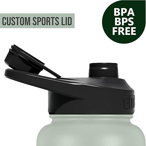 Miniatura 9 de Embrava Botella de agua deportiva aislada de 32 onzas, tapa de apertura rápida para gimnasio, entrenamientos y exteriores, a prueba de fugas, sin