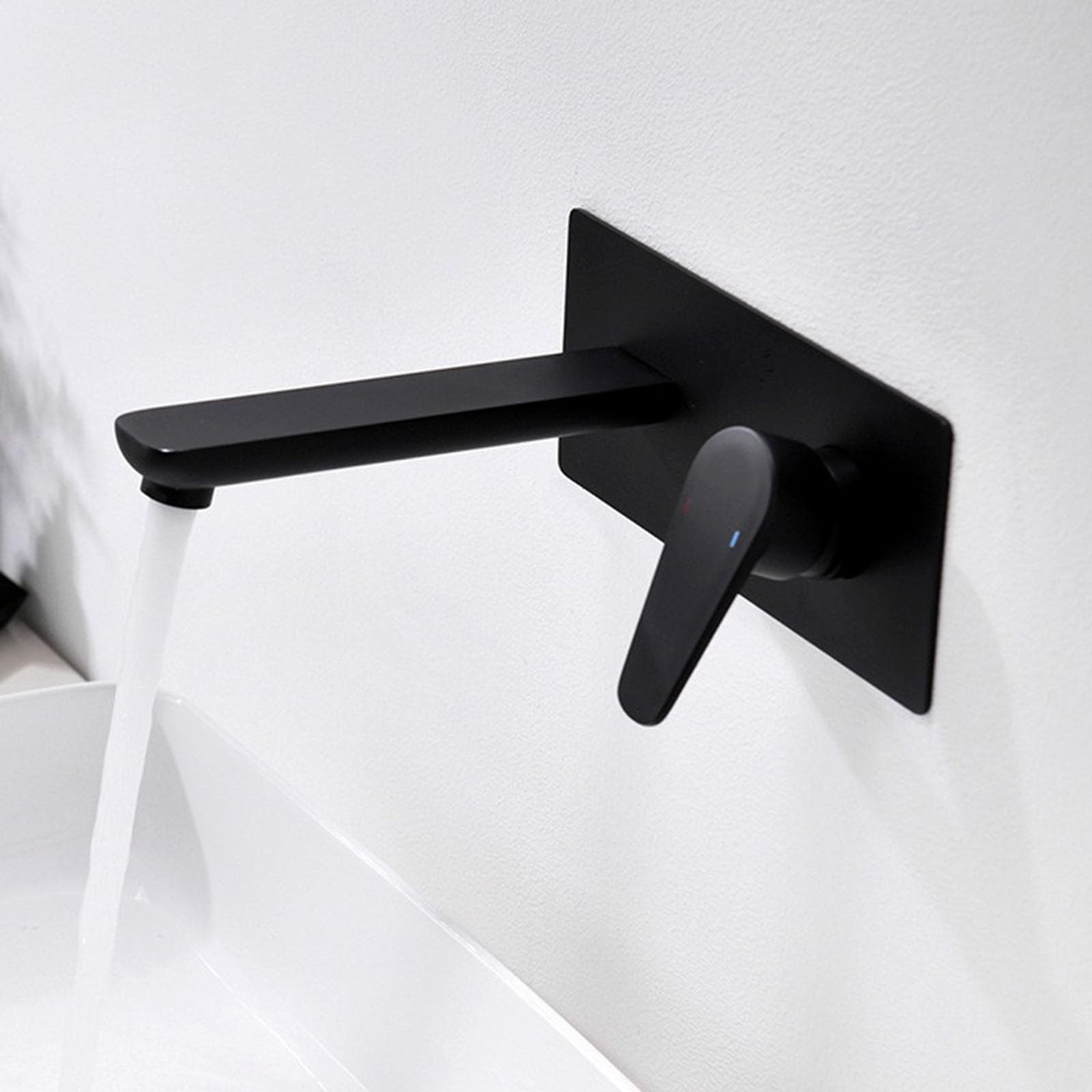 Robinet lavabo encastrable en laiton noir mitigeur mural de salle de bain