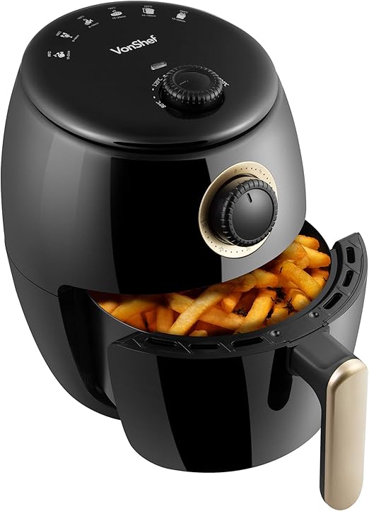 VonShef 2L Compact Air Fryer with Removable NonStick Frying Rack