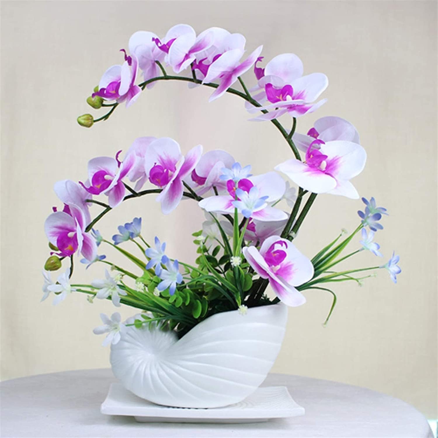 XDLEDMKIZ Orchid Artificial Flowers Polyurethane Faux Orchids Porcelain Vase Artificial Phalaenopsis Flowers Plant Arrangement Orchids Artificial Potted Plant natural loo