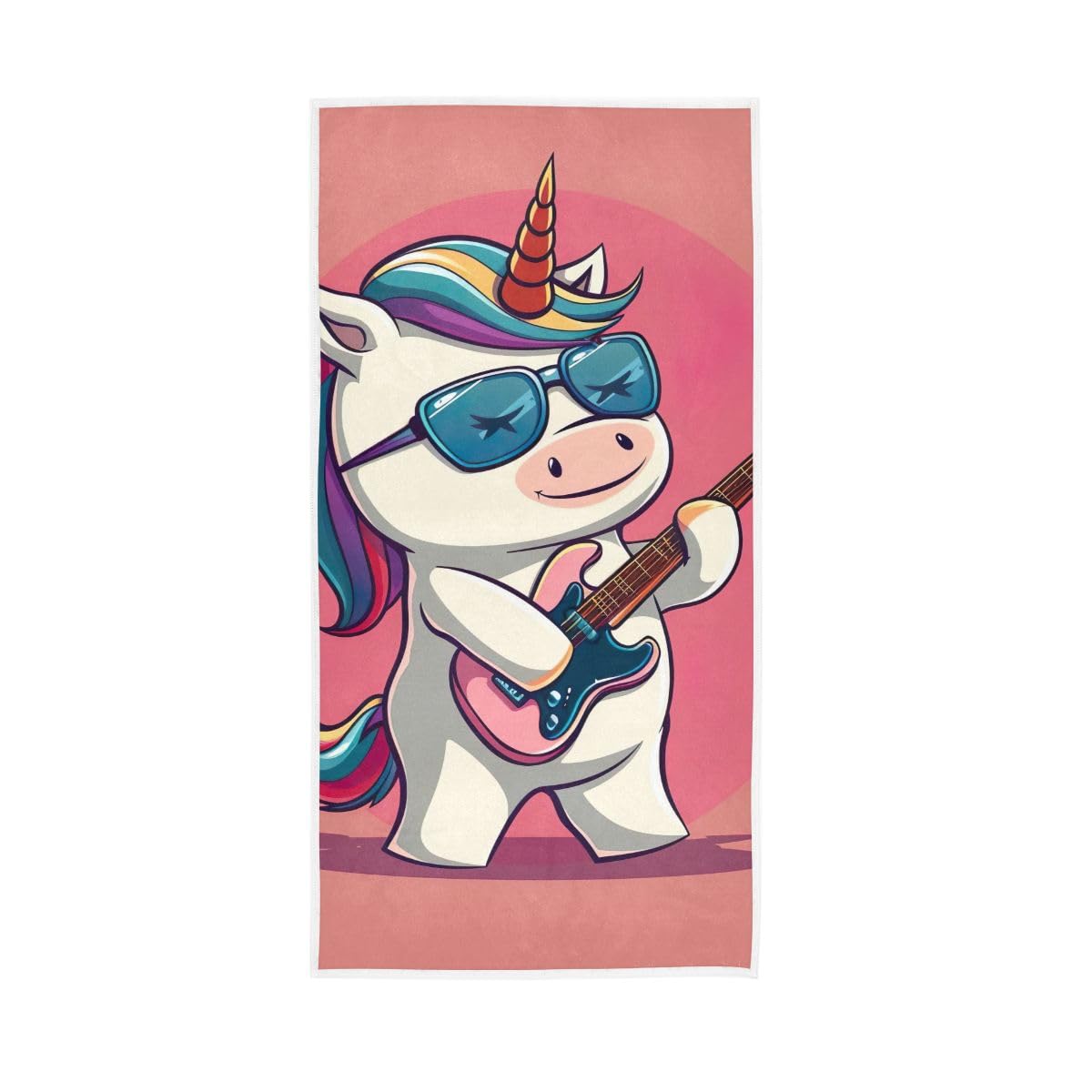 HUYGD Unicorn Playing Guitar Cute Hand Towel, Shower Towels for Bathroom, Gym, Hotel, Spa 15 x 30 Inches