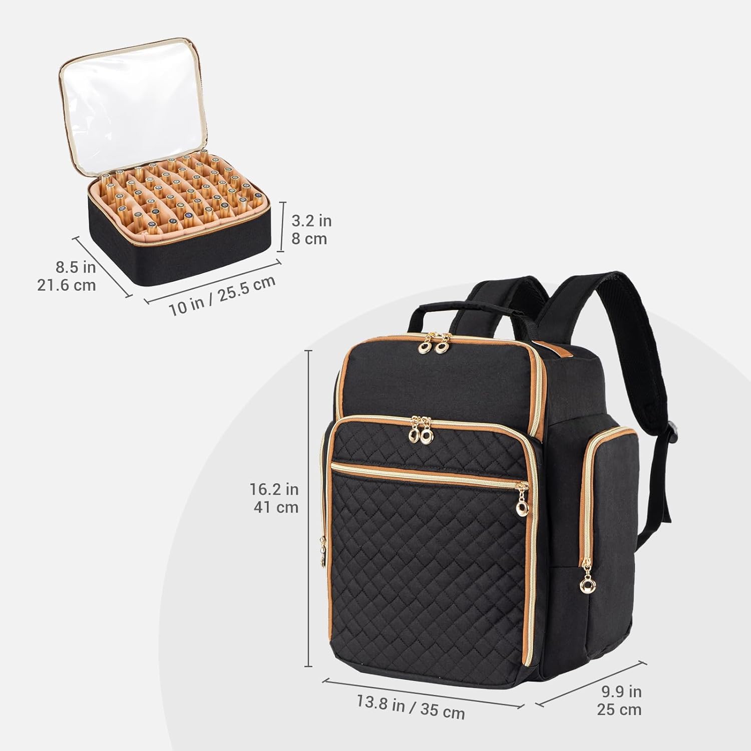 Hautton Grand Organisateur Transport de Vernis à Ongles, Sac Rangement Contenant 126 Flacons de Vernis à Ongles et Lampe sécheuse à Ongles, Étui Voyage Professionnel Robuste pour Manucure
