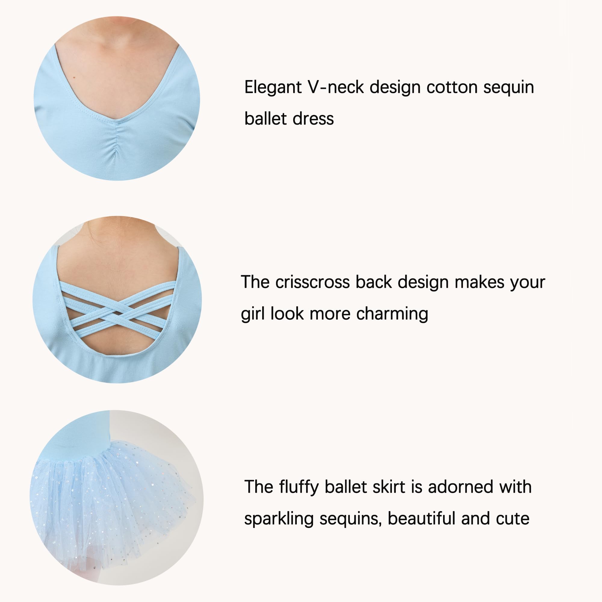 Robe de Tutu de Ballet de Filles avec du Tulle Brillant croisé en Croix à Manches Courtes Leotard de Danse à Manches Courtes