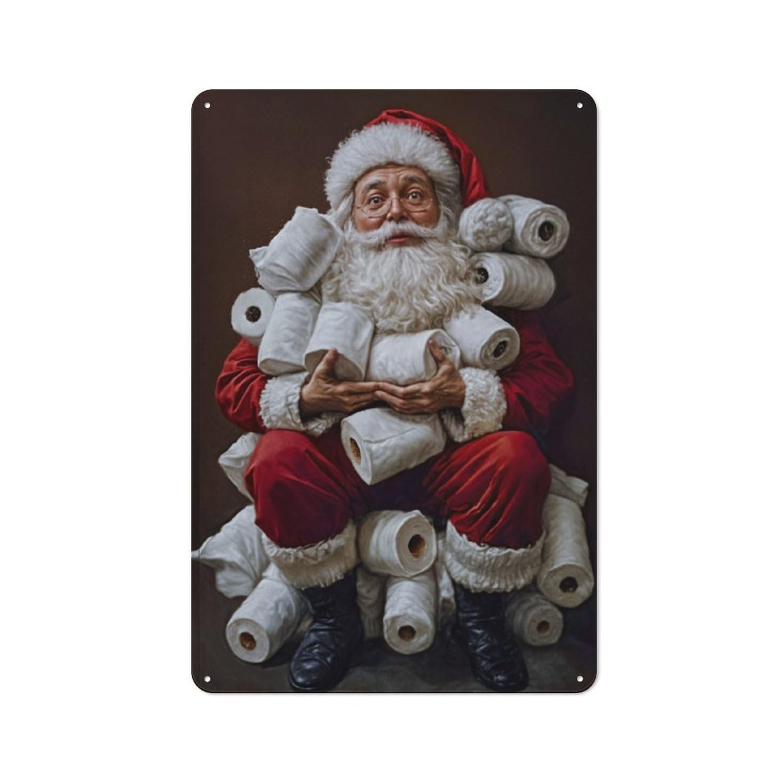 Junmoney Santas Toilet Paper Hoard Printed Metal Sign 30X20cm For Café Or Restaurant, For Hospitality Interior Collectors
