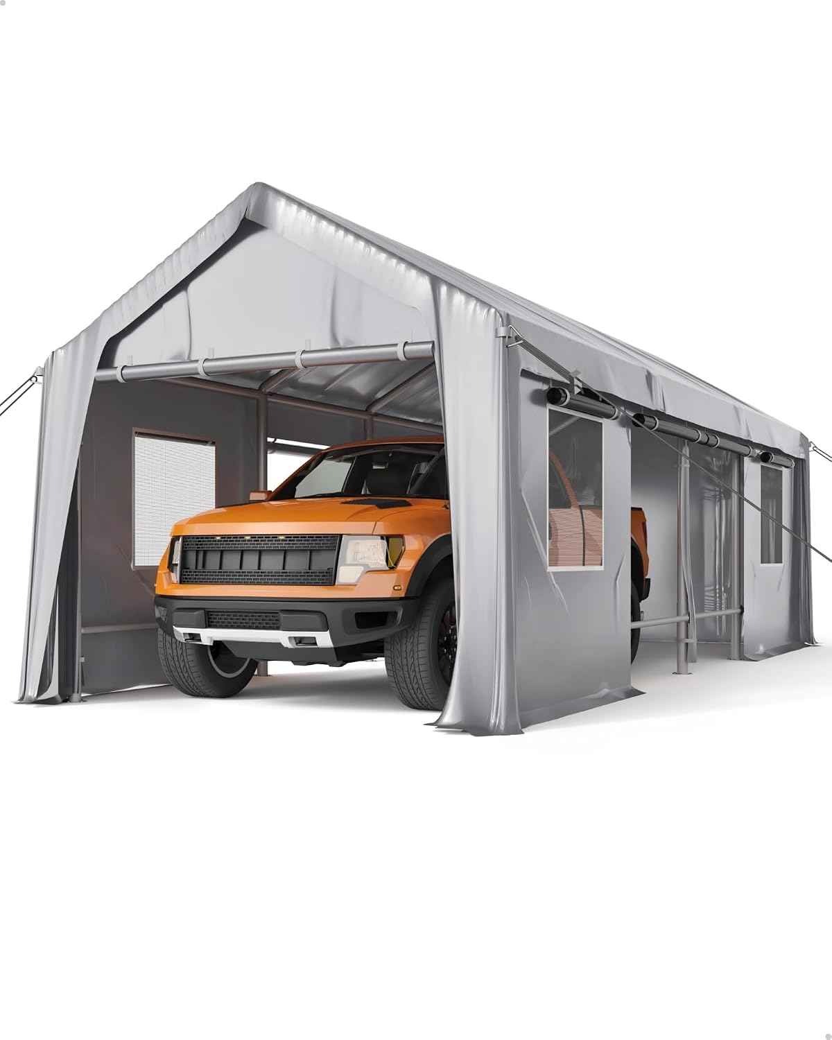 13x25ft Carport Replacement Canopy Cover, Heavy-Duty 220G Waterproof, Outdoor Garage Top Tent for Cars/Trucks/Boats, UV & Wind-Resistant PE Fabric, White, (Top Cover ONLY, Frame Not Included)