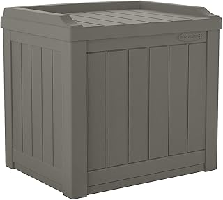 Suncast 22-Gallon Small Deck Box - Lightweight Resin Indoor/Outdoor Storage Container and Seat for Patio Cushions and Gard...
