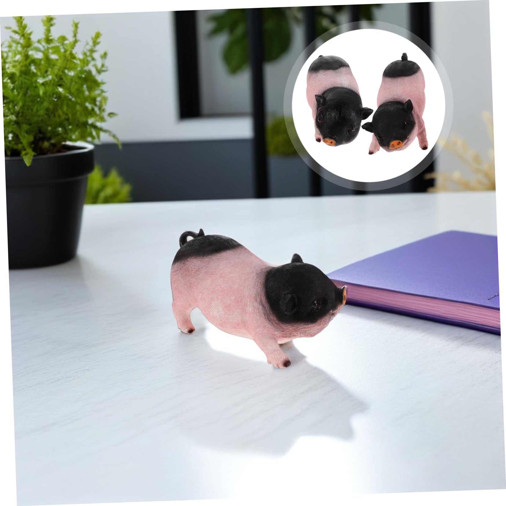 Toyvian 2 Miniaturowych Figurek z Żywicy Odporne Warunki Atmosferyczne Urocze i Zabawne Rzeźby Świń Do Dekoracji Ogrodu Tarasu i Wnętrz Trwałe Ozdoby Trawnik i