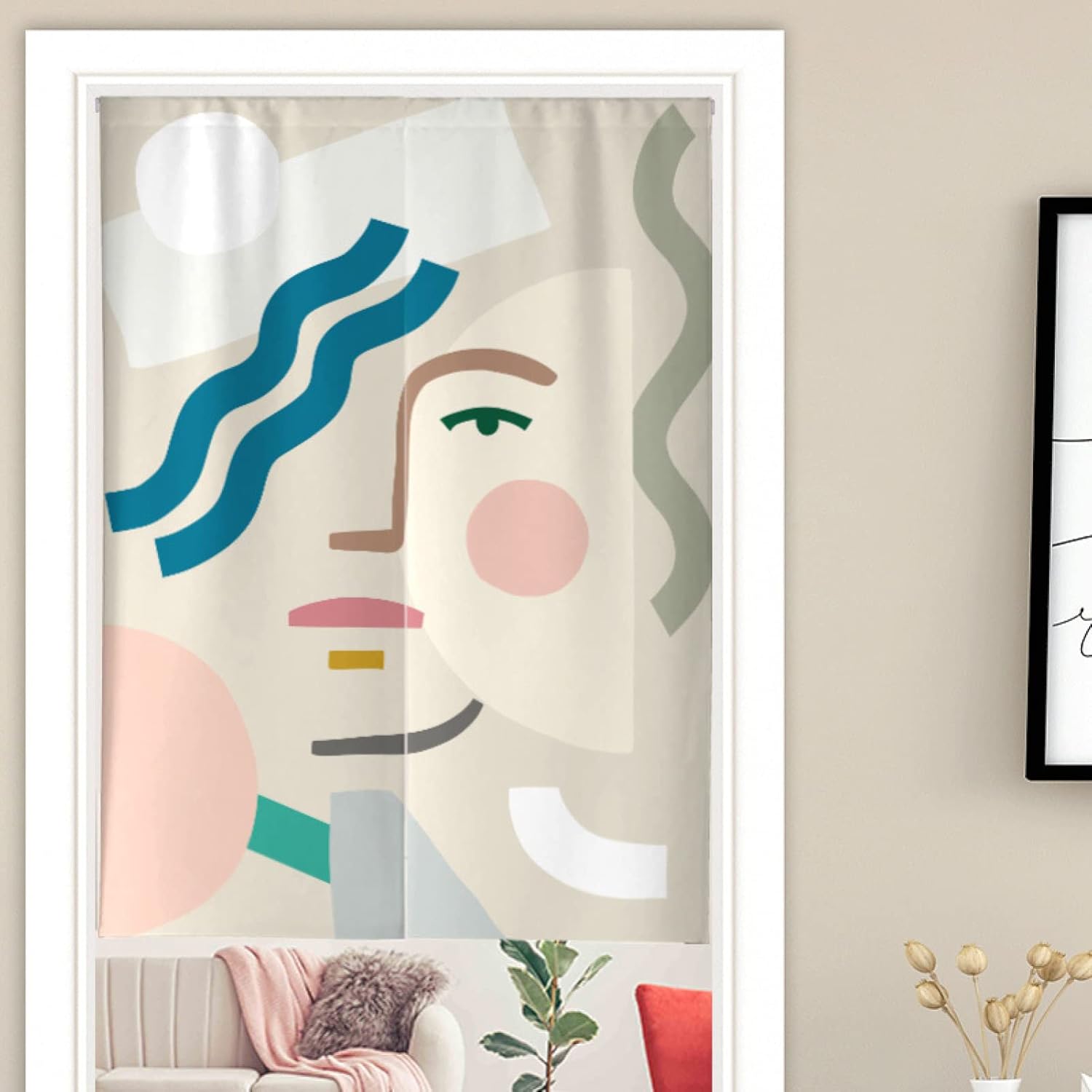 のれん 北欧 春 雲 タペストリー 間仕切り 85x180cm 目隠し 半間のれん モダン 太陽 春 のれん和風 綿麻 目隠し アン