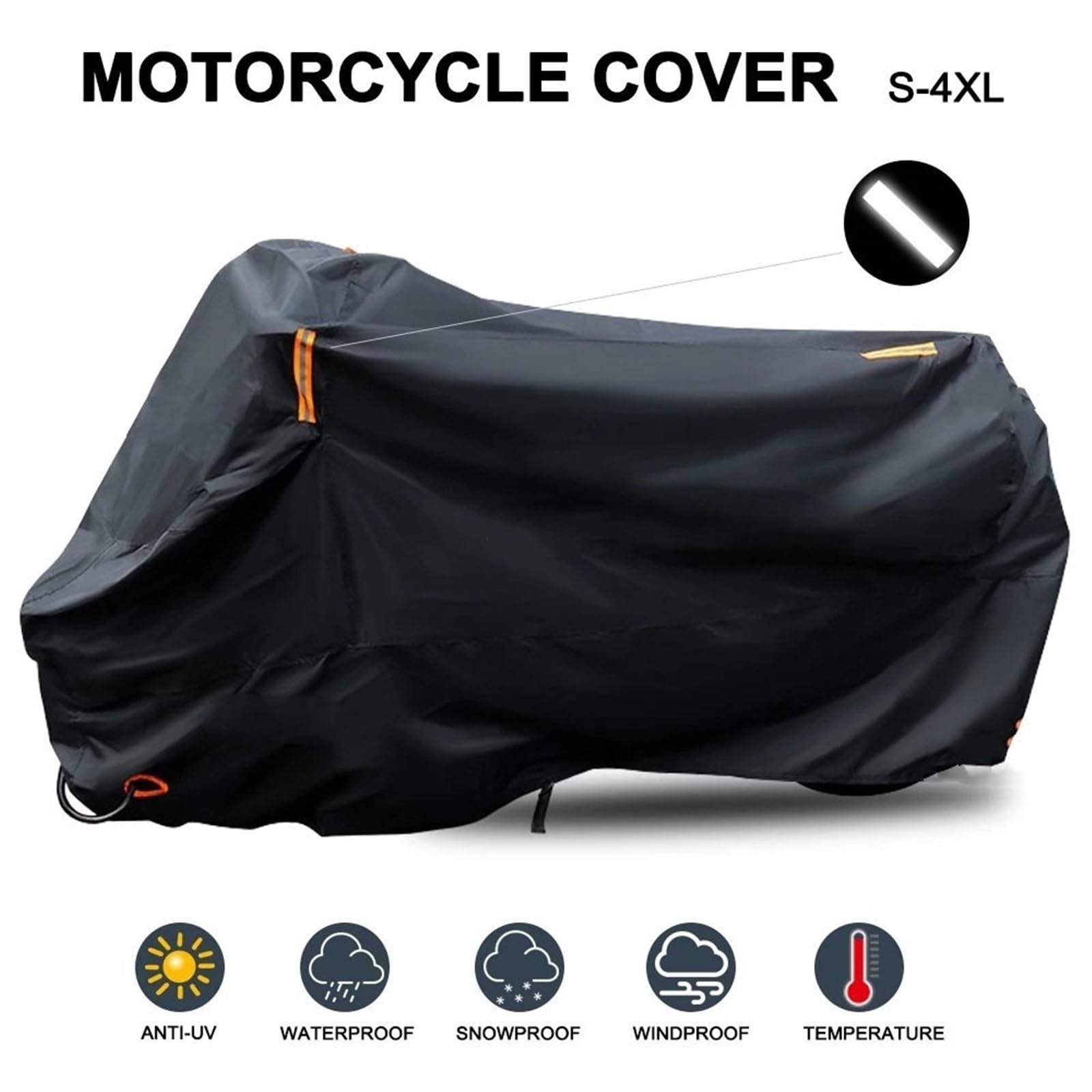 Pokrowiec na motocykl Pokrowiec na motocykl UV przeciwdeszczowy do skutera plandekowego Ciepły motocykl Wodoodporny pokrowiec na motocykl z blokadą zewnątrzPokrowiec na motocykl(XL for 190cm)