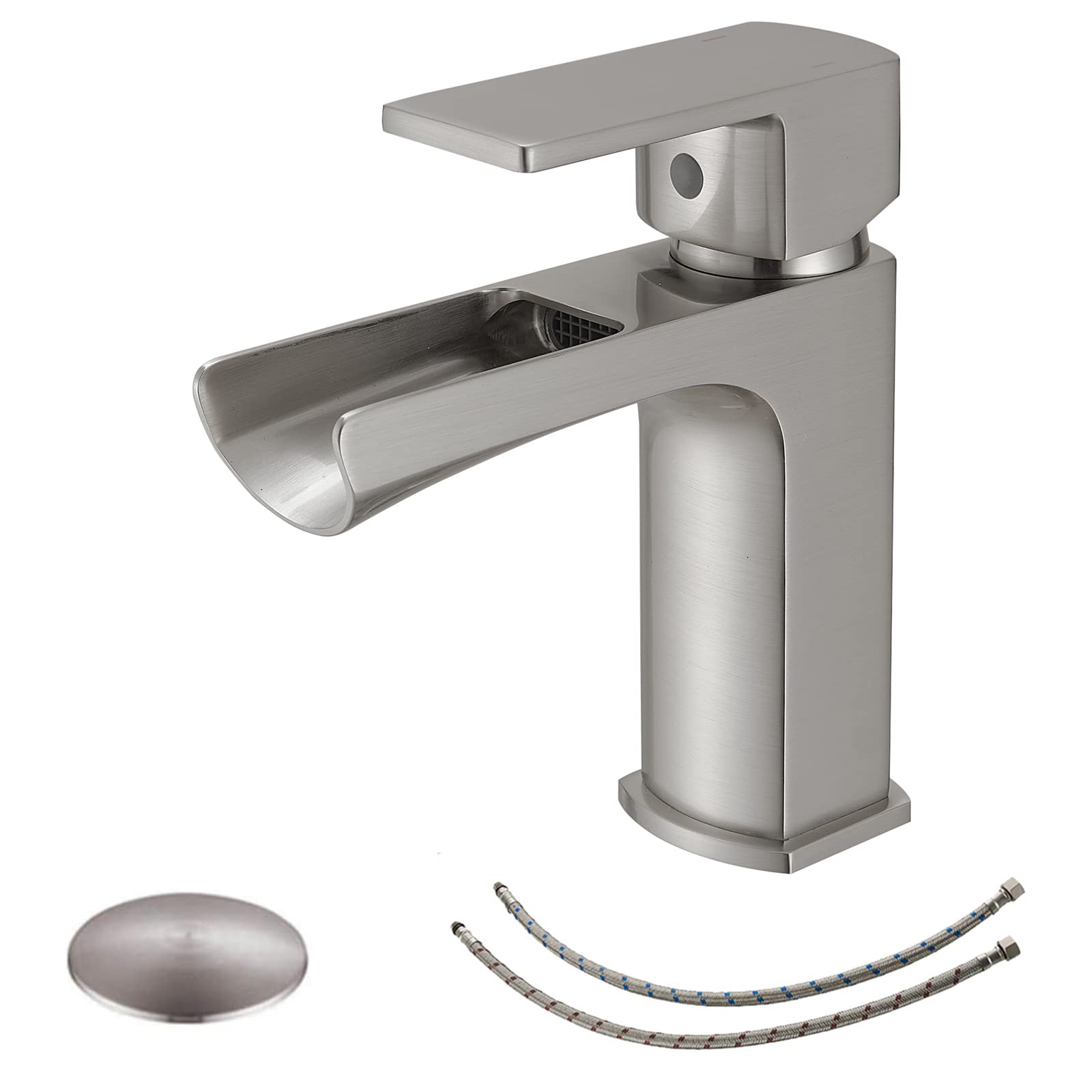 Jnfidosr Brushed Nickel Bathroom Faucets Single Handle Single Hole Faucet With Pop Up Drain And Supply Line For Bathroom Sink Farmhouse Rv Basin Faucet