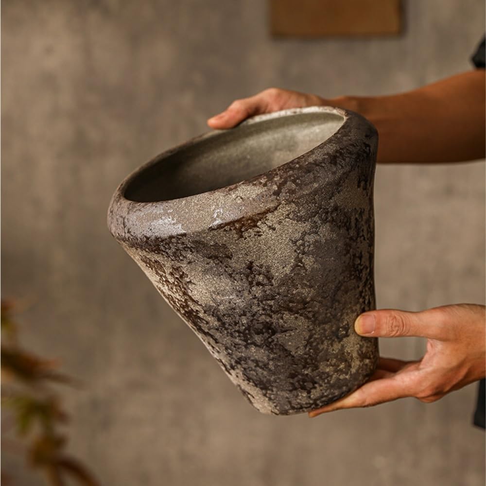 Vaso for piante in ceramica da fattoria, fioriera for interni ed esterni con foro di drenaggio, ornamento for vaso fiori texture