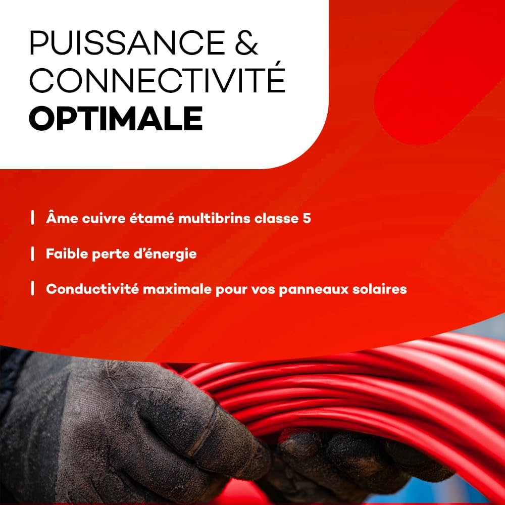 Cable de panel solar 4 mm² – Rojo – Longitud 25 m – Paneles solares, fotovoltaicos y uso exterior – Cobre estañado flexible – Alta resistencia UV, temperies y llamas – Normas 2 Pfg 1169/08.2007