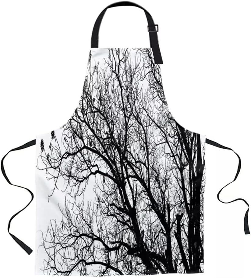 Black and White Trees Aprons for Women Men Kid Cooking Baking Apron Kitchen Utility Equipment Accessories
