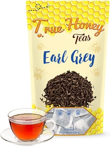 True Honey Earl Grey Tea Bags - Honey Crystals Blended in Every Sachet - Positive Immune Support - All Natural Organic Herbal Caffeinated Tea Bag 24 Count