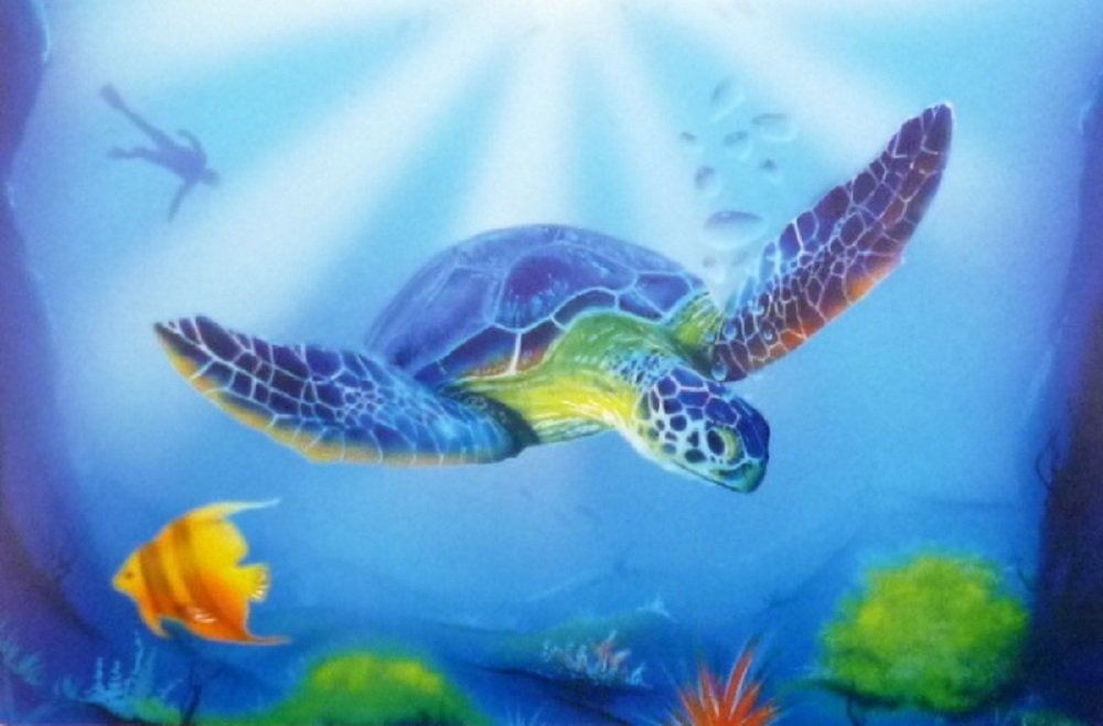 2 plantillas A4 aerógrafo "Turtle Sealife" Tortuga Harder