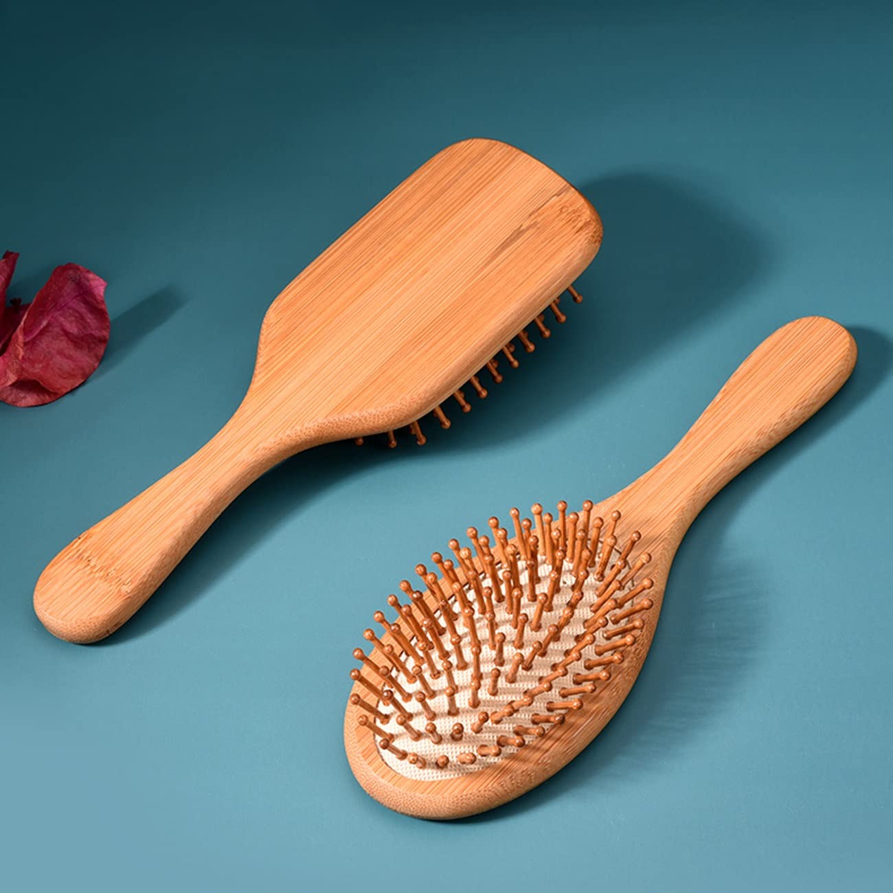 Cepillo de Madera de Moda para el Cabello, Peine de Masaje con cojín de Aire antiestático desenredante para Mujeres, desenredante alisador (B 24 cm)