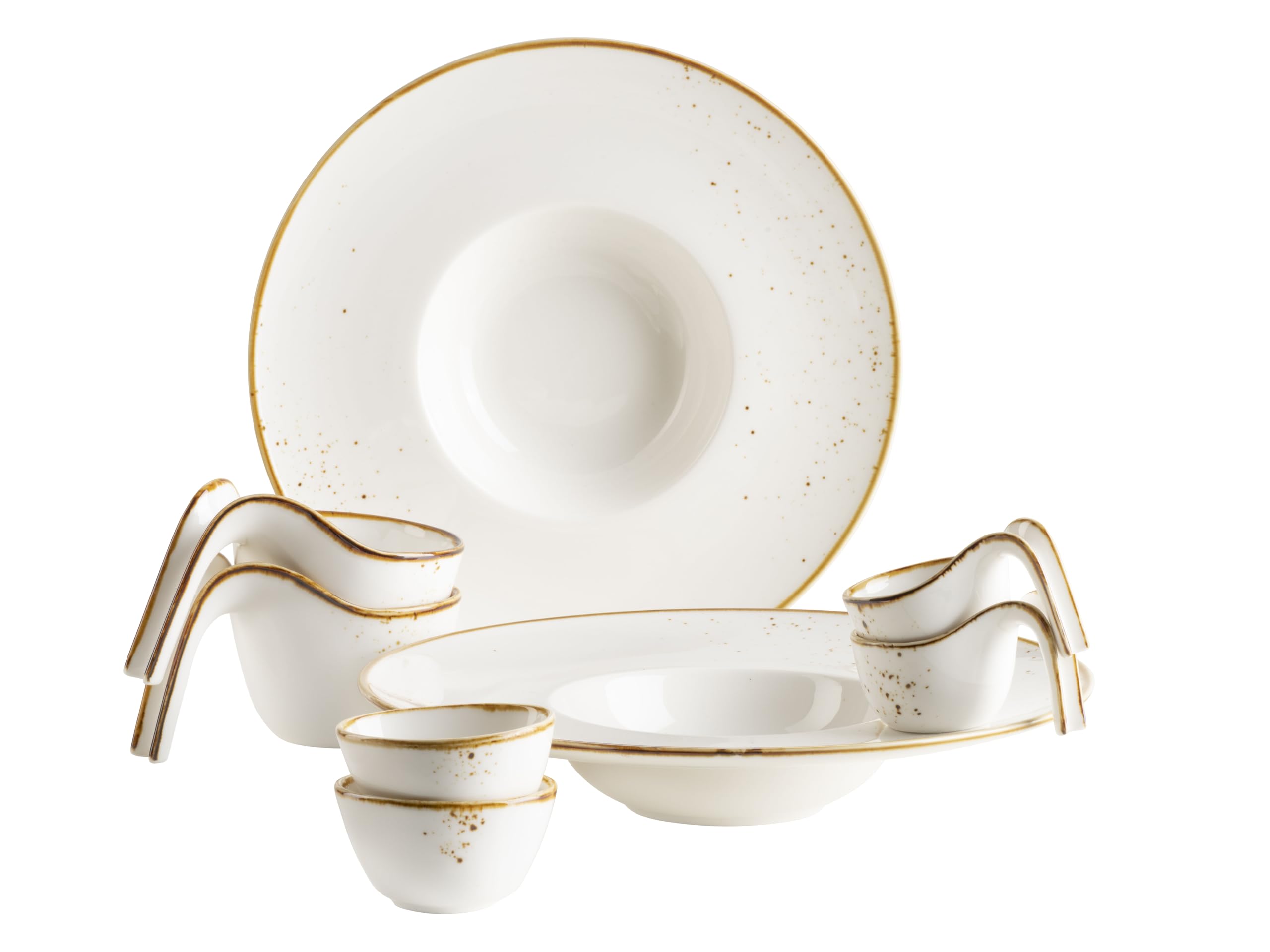MÄSER, Seria Pintar, 8-częściowy zestaw dla smakoszy, zestaw przekąsek w stylu vintage, porcelana, brązowy