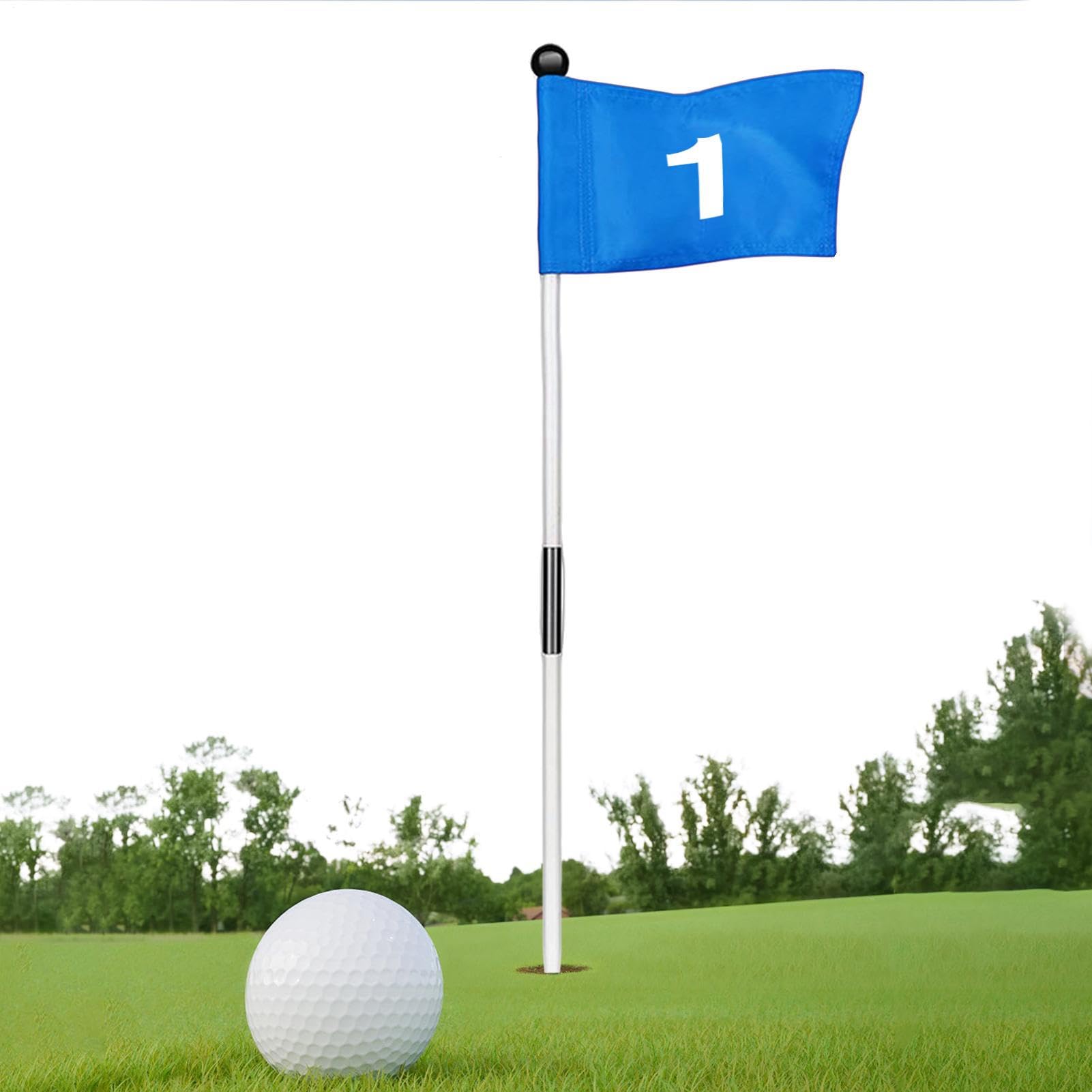 Golf Flaggenstock, Golffahne Mit Golfloch, Doppelseitige Golffahnen Mit Putting-Green-Halter, Tragbares Golfzubehör Für Golfliebhaber Zum Üben Im Hinterhofgarten
