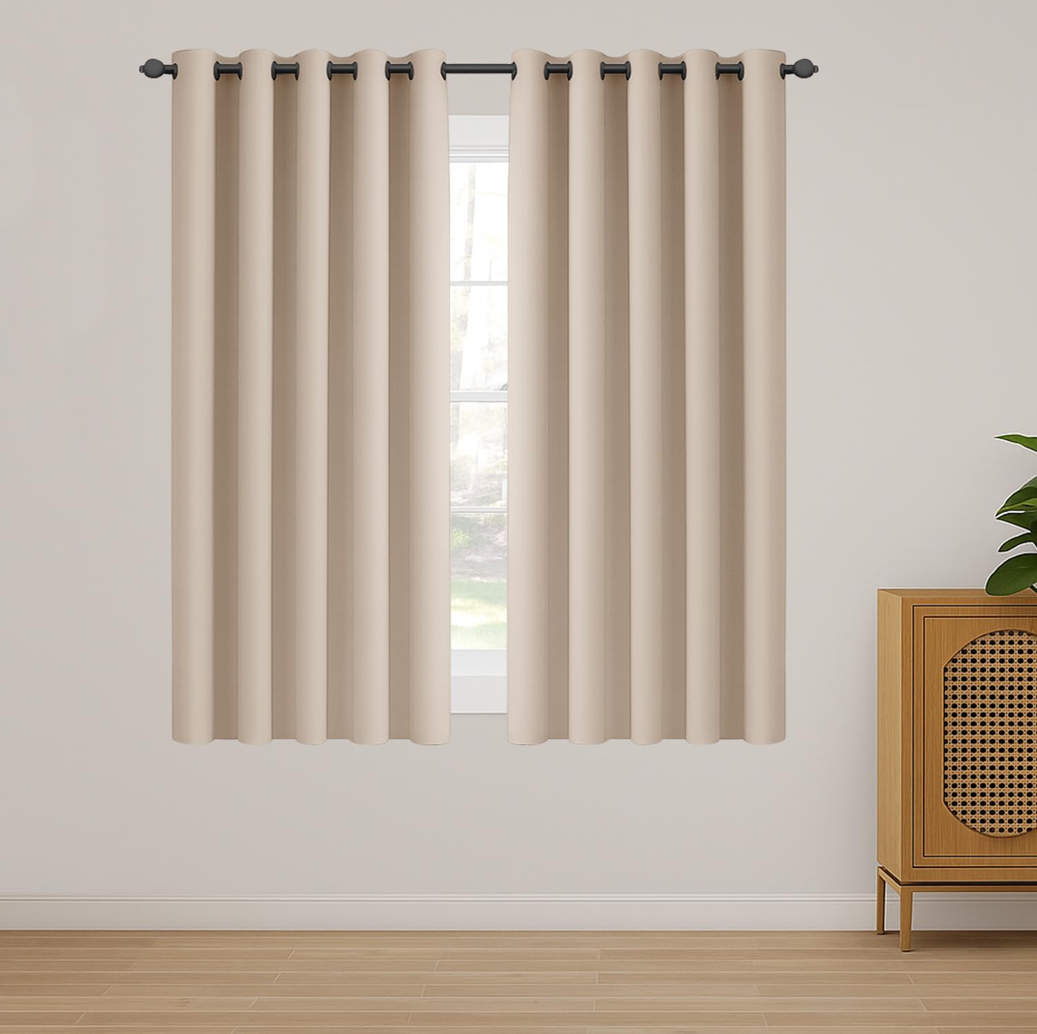 Ir Imperial Rooms Cream Imperial Rooms Blackout Curtains For Bedroom 46X54 Inch Eyelet Curtains Window Treatments Super Soft Ring Top Living Room Curtain 2 Panels With Tiebacks