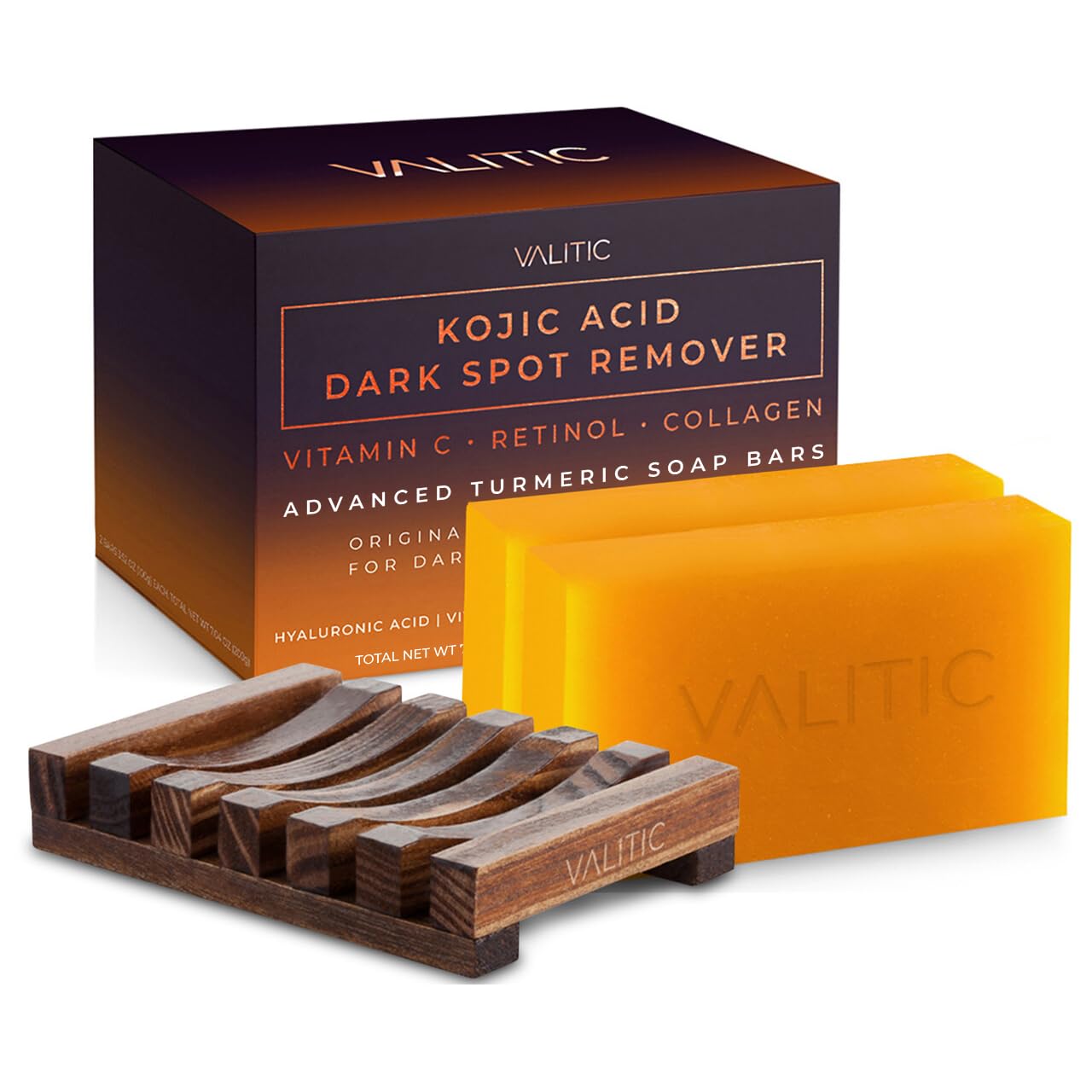 VALITIC - Soap for removing dark spots with kojic acid, vitamin C, retinol, collagen and turmeric (original Japanese)
