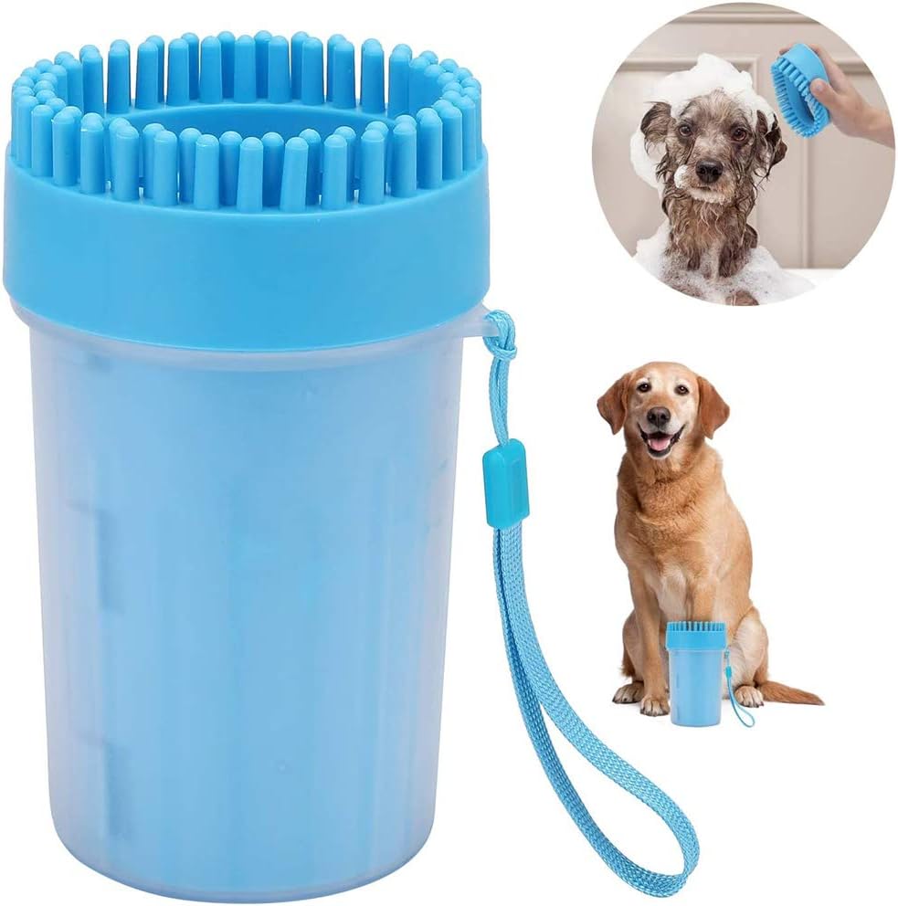 Pet Paw Carer Foot Cleaner,2-in-1 Pets foot barrel,Dog Footprint Cleaner,Dog Foot Washer,Cat Dog Paw Cleaner With silicone brush cover, Portable Pet Foot Wash Cup for Cleaning Dirty Pet Feet