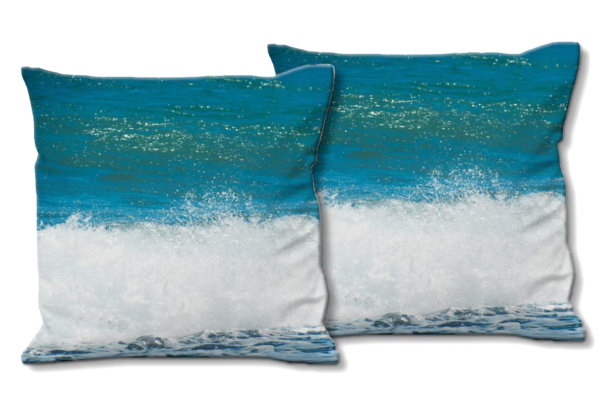 Meer 2 - Foto-Kissen-Hülle Set (2 STK.) 40 x 40 cm | Kissen-Bezüge - passend zu Wandbild - Deko-Kissen - Meer Strand Bretagne Frankreich