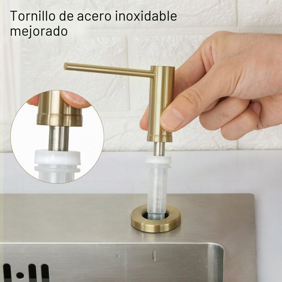 GAPPO - Dispensador de jabón para Fregadero de Cocina, Acero Inoxidable, para encimera, Bote de loción de Manos integrada, Color Dorado champán
