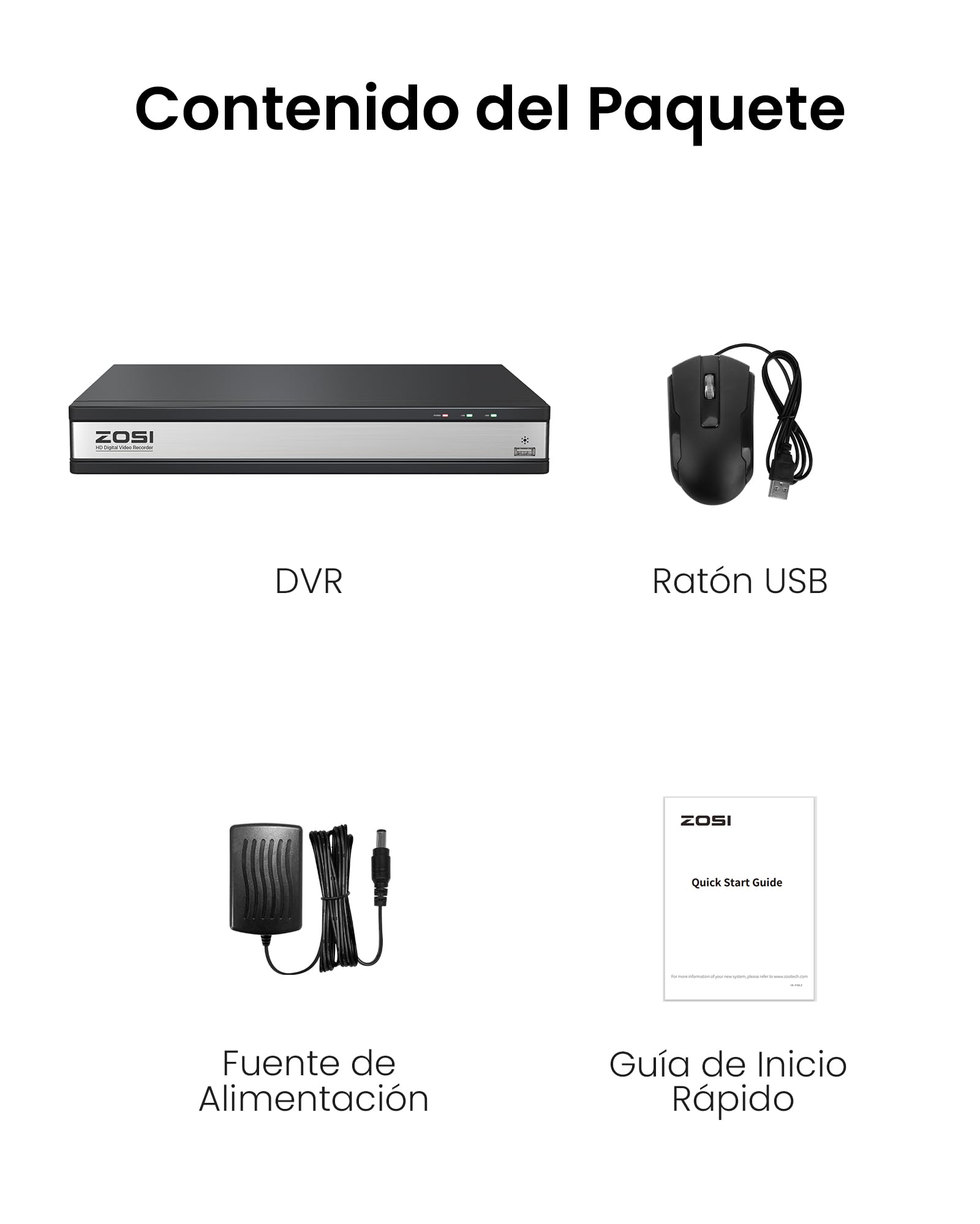 ZOSI 1080p 16CH H.265+ CCTV DVR Grabador de Vídeo con 4TB Disco Duro para Kit Cámara de Vigilancia, Alarma de Movimiento, Acceso Remoto