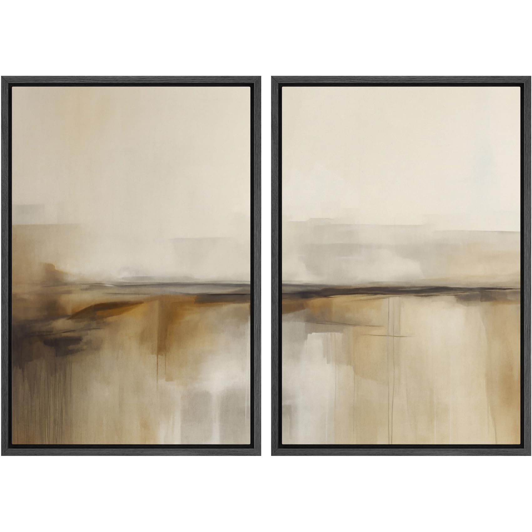 MUDECOR Framed Canvas Print Wall Art Set Watercolor Pastel Green Tan Landscape Abstract Shapes Illustrations Modern Art Decorative Contemporary for Living Room, Bedroom, Office - 16"x24"x2 Natural — view 71
