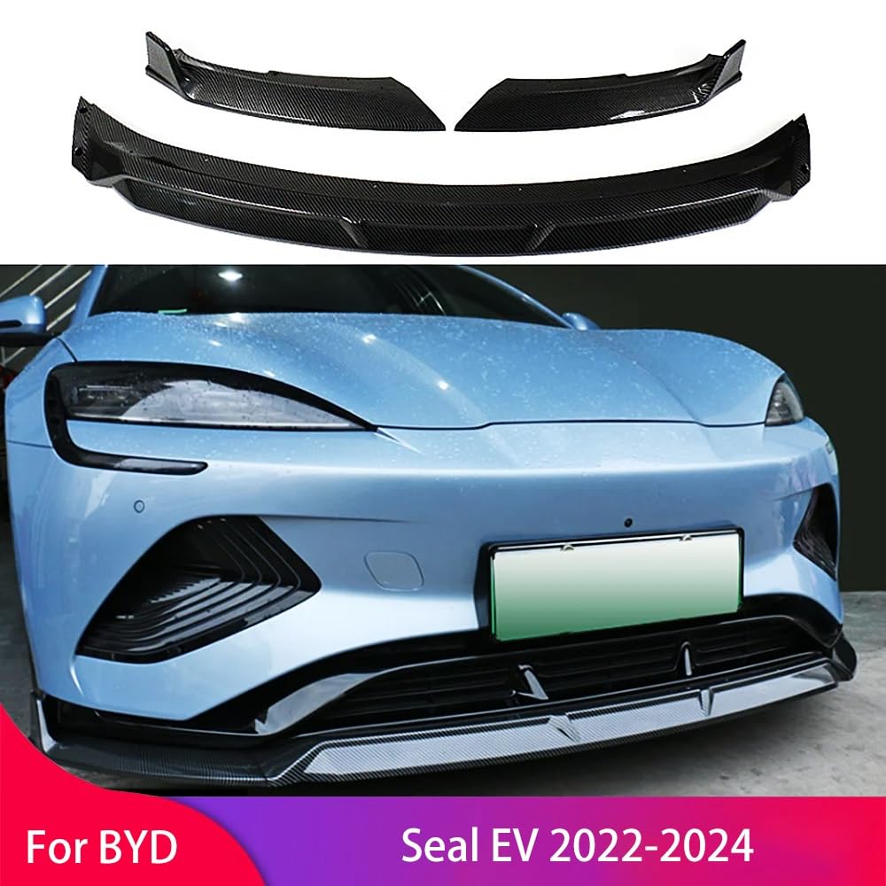 Przedni zderzak przedniego zderzaka Pasuje do BYD Seal EV 2022-2024 Spoiler podbródka dyfuzor Protector zewnętrzne akcesoria tuningowe część Bodykit(Carbon Printing)
