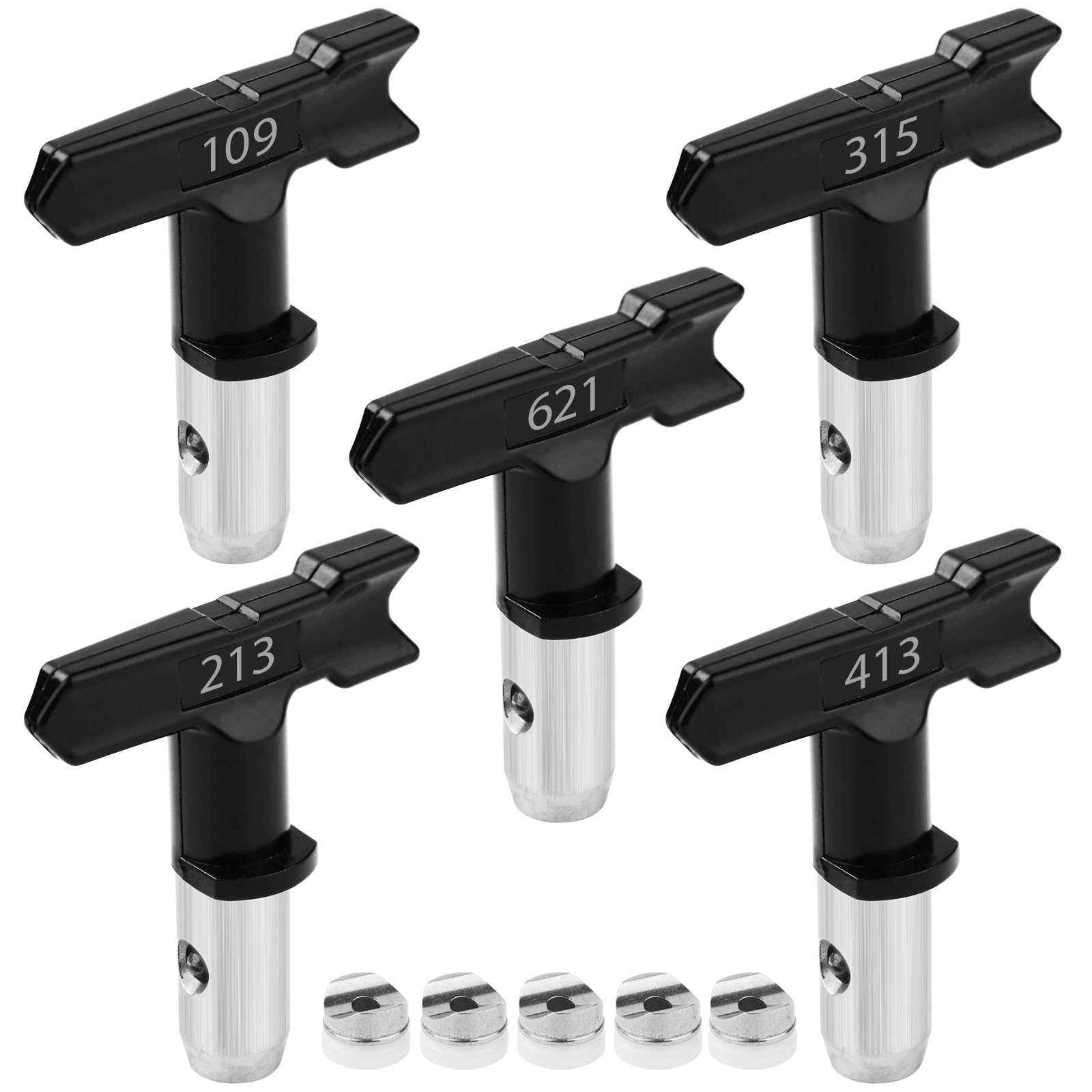 5pcs Spray Nozzles, 5 Models Super Sturdy Reversible Spray Tips Airless Paint Sprayer Nozzle Tips Airless Sprayer Nozzle Airless Spray Paint Machine Accessories for Home Garden Factory School