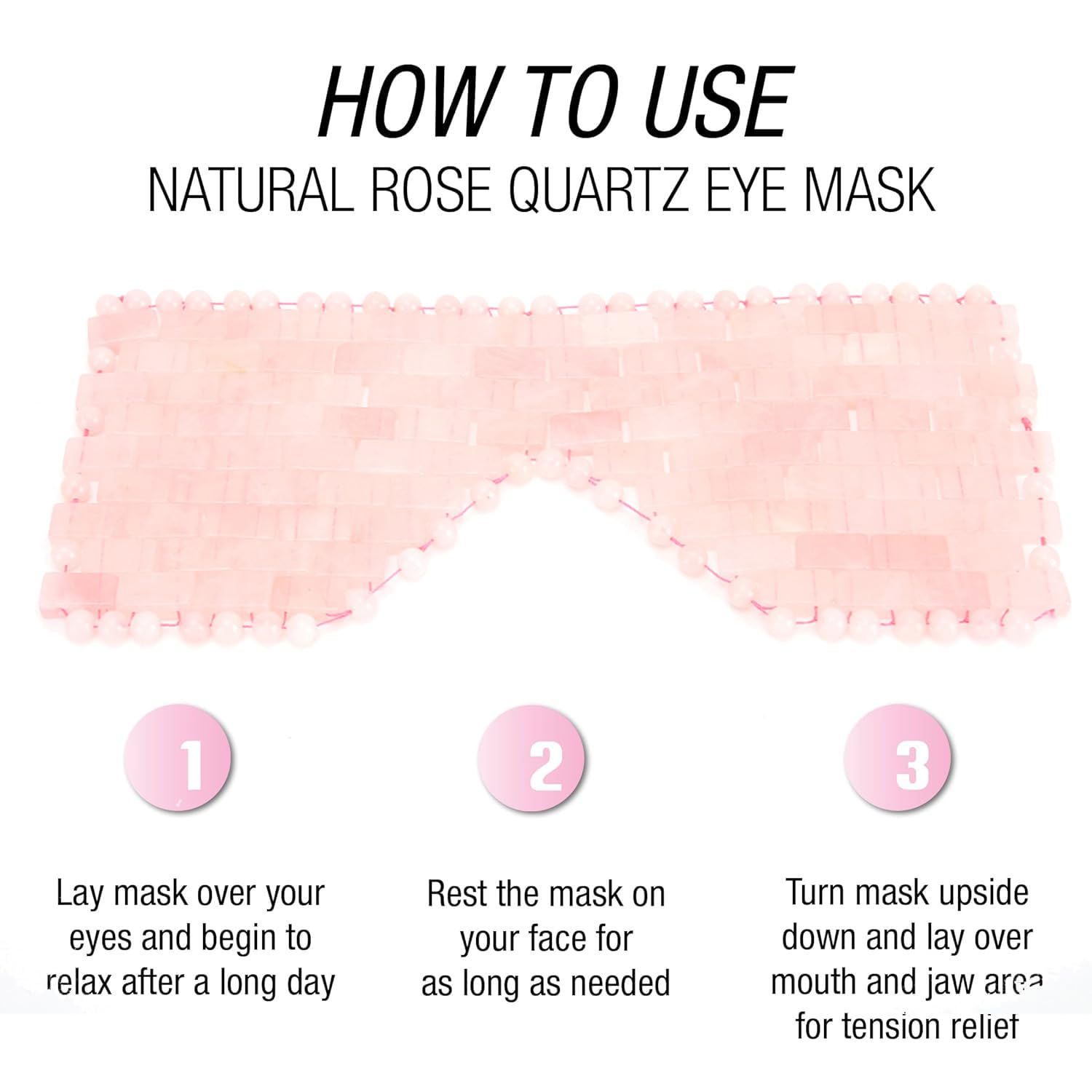 Masque Rafraîchissant pour les Yeux en Pierre de Jade pour les Yeux Gonflés, Soulage et Favorise le Sommeil, avec des Pierres Froides et Apaisantes, Masque de Massage Oculaire Thérapeutique (rose)