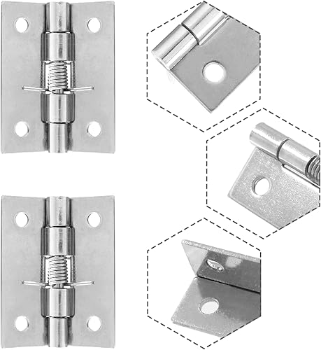 Miniatura 4 de Suiwotin 4 bisagras de puerta con resorte, bisagra de resorte de acero inoxidable de 2 pulgadas, bisagras de gabinete de cromo pulido, bisagras de