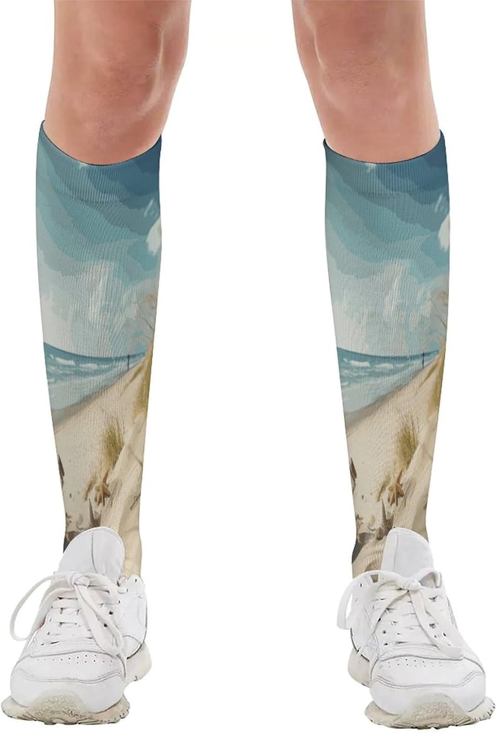 Beach Seaside Crew Socks Calf Socks Athletic Crew Sock