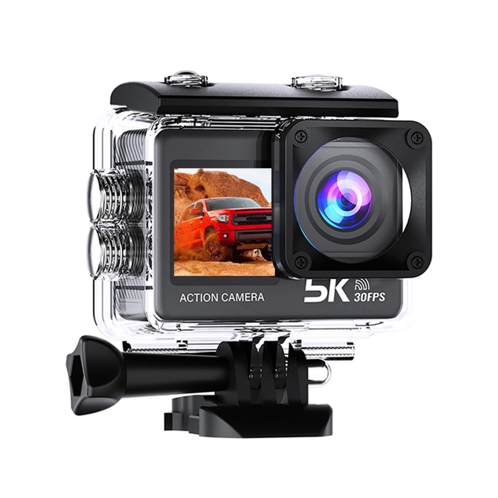 Action Camera 5K 4K 60FPS WiFi Anti Shake Doppio Schermo 170 ° Grandangolo 30 M Fotocamera Sportiva Impermeabile Con Telecomando Alta Risoluzione(64G)
