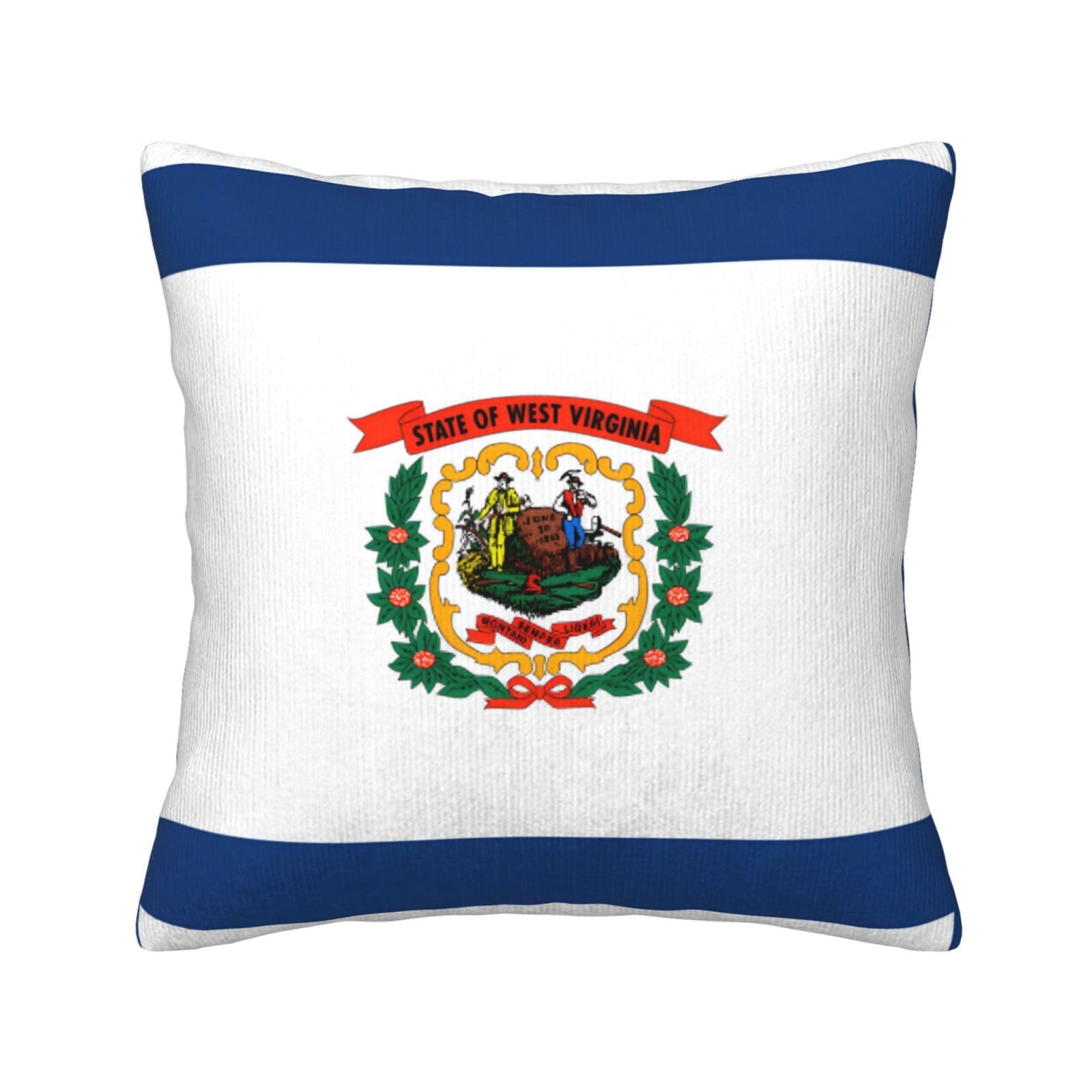 HGIUYDRD West Virginia Flag Print Corduroy Throw Pillow with Invisible Zipper Closure for Living Room, Couch and Bed
