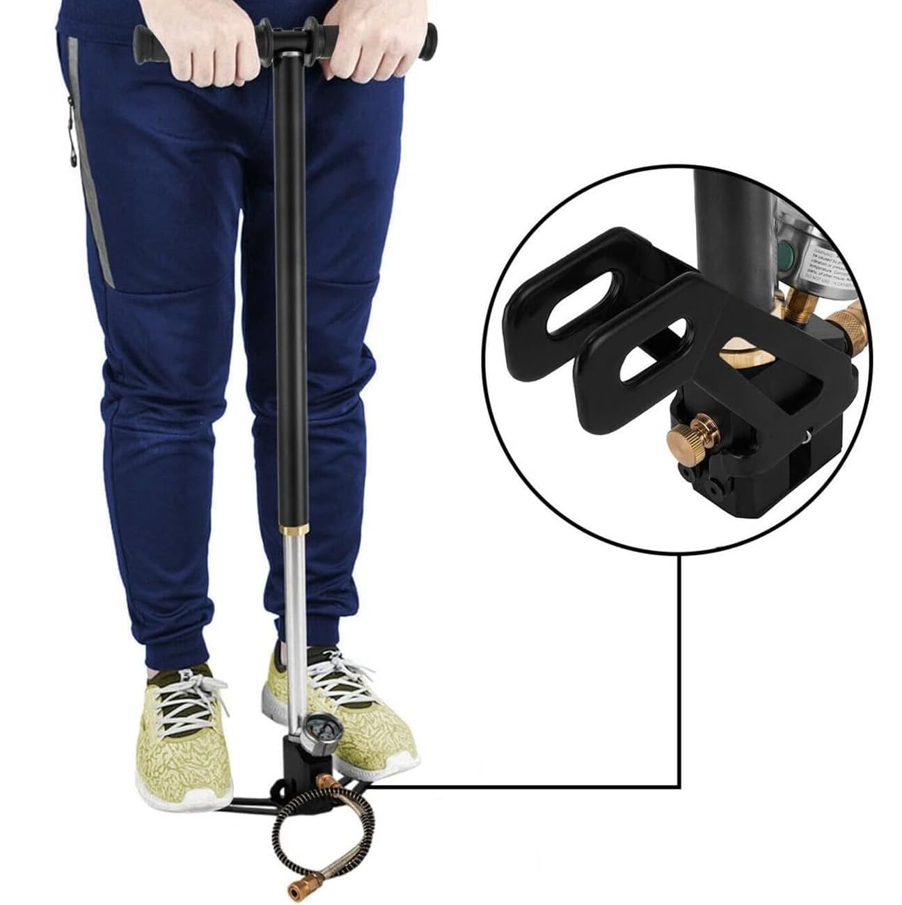 Wysokociśnieniowa pompa stojąca PCP 4500 PSI, 3-stopniowa pompka ręczna, stal nierdzewna, precyzyjny manometr, składana stopka, elastyczny wąż, 0-4500 psi, 0-5800 psi, długość 50 cm