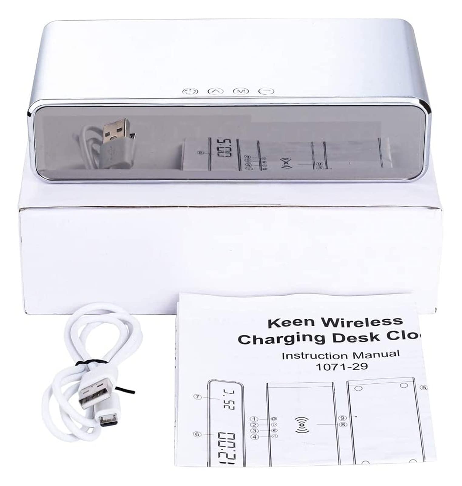 JJJ WTL Despertador Multifuncional 2 en 1 Carga inalámbrica del Reloj de Alarma del Reloj de Alarma con la Temperatura del termómetro Tablero de Carga 5W