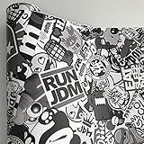 Sticker Bomb Vinyl Wrap Sticker Bomb Adhesive Cartoon Skull Printed Racing Motorcycle Bike Scooter Bomb Wrapping Film - (Color Name: Option 2/ Size: 30cm X 152cm)