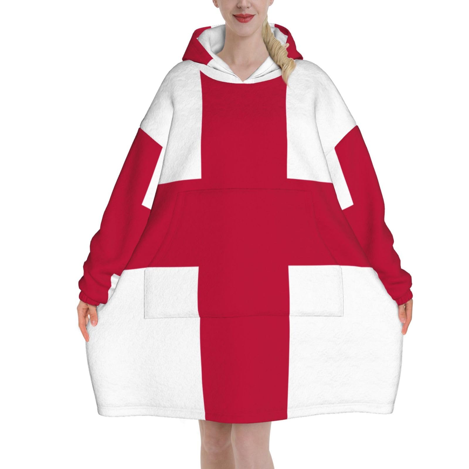 Peiyeety Unisex England Flag Blanket Hoodies For Women And Men Adult Oversize Wearable Blanket Hoodies For Soft And Warm