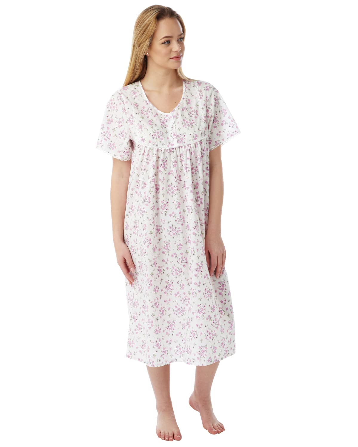 Undercover Ladies Short Sleeve Floral Nightie MN11 Pink Sprig 10-12