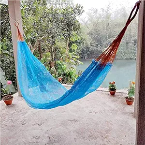 CRM TRADERS Nylon Rope Hammock Swing Hanging Net Mesh Sleeping Bed for Adults Outdoor Garden - 10 ft