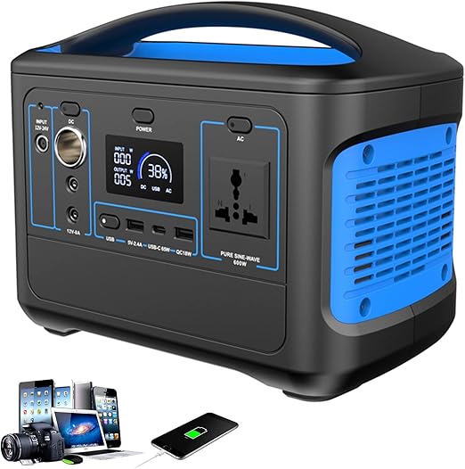 600Wh Portable Power Station,Backup Lithium Battery Pack, Power Supply